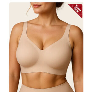 NEW Curvevera Beige Lifting Wire-Free Antibacterial Jelly Bra Size XL Seamless